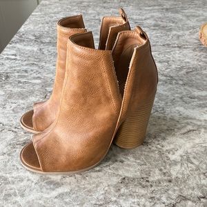 Tan Peep Toe Booties
